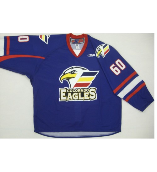 Custom ECHL Colorado Eagles 60 Rick Hockey Jersey Blue